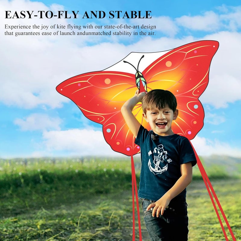 Crogift Store 3 Pack Large Kites, Large Butterfly Kite, Colorful Delta and Red Octopus for Girls Boys Ages 4-8, 8-12, Adults - Image 2